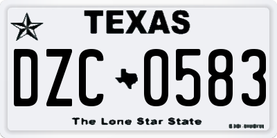 TX license plate DZC0583