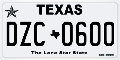 TX license plate DZC0600