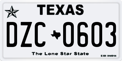 TX license plate DZC0603