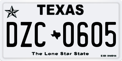 TX license plate DZC0605