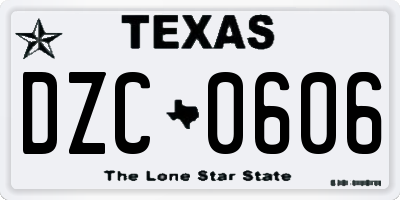 TX license plate DZC0606