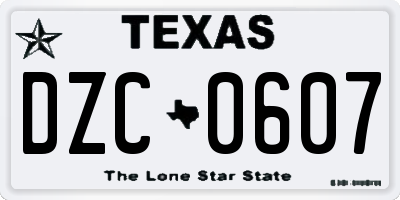 TX license plate DZC0607