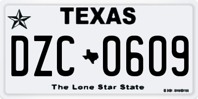 TX license plate DZC0609