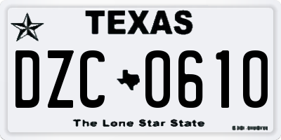 TX license plate DZC0610