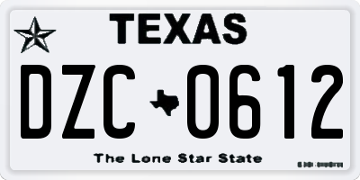 TX license plate DZC0612