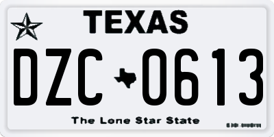 TX license plate DZC0613