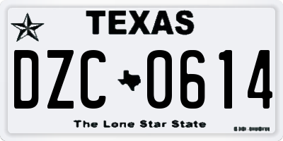 TX license plate DZC0614