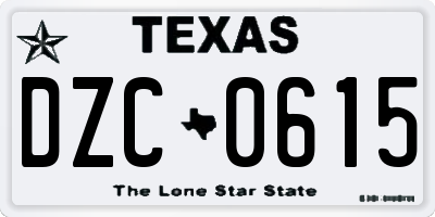 TX license plate DZC0615