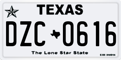 TX license plate DZC0616