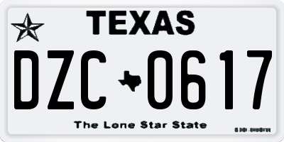 TX license plate DZC0617