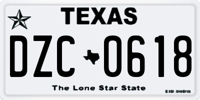 TX license plate DZC0618
