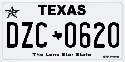 TX license plate DZC0620