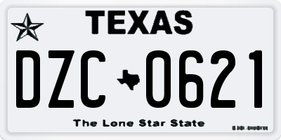 TX license plate DZC0621