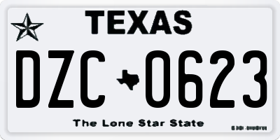TX license plate DZC0623