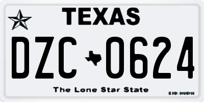 TX license plate DZC0624