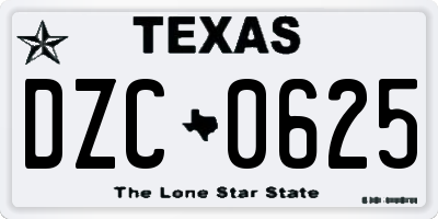 TX license plate DZC0625