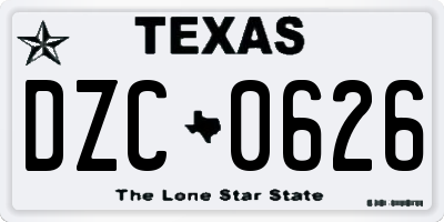 TX license plate DZC0626