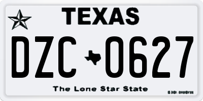 TX license plate DZC0627