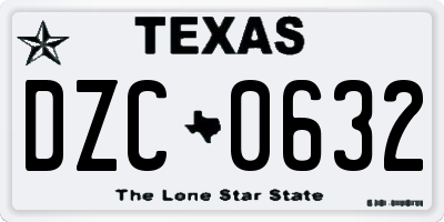 TX license plate DZC0632