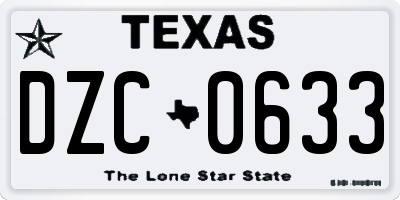 TX license plate DZC0633