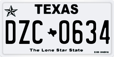 TX license plate DZC0634