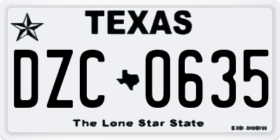 TX license plate DZC0635