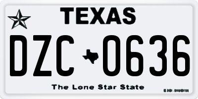 TX license plate DZC0636