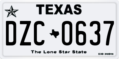 TX license plate DZC0637