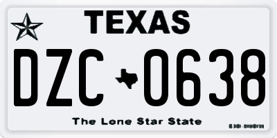 TX license plate DZC0638