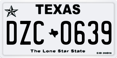 TX license plate DZC0639