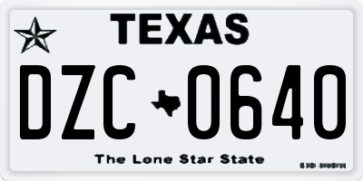 TX license plate DZC0640