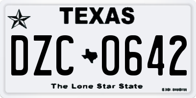 TX license plate DZC0642