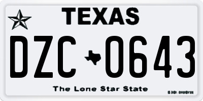 TX license plate DZC0643