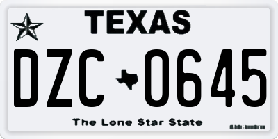 TX license plate DZC0645