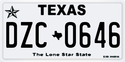 TX license plate DZC0646