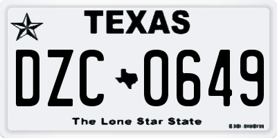 TX license plate DZC0649