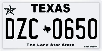 TX license plate DZC0650