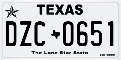 TX license plate DZC0651