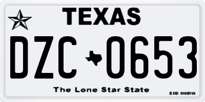TX license plate DZC0653