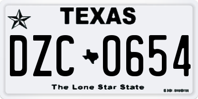 TX license plate DZC0654