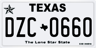 TX license plate DZC0660