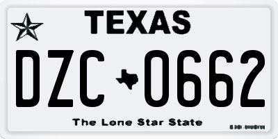 TX license plate DZC0662
