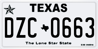 TX license plate DZC0663