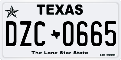 TX license plate DZC0665