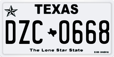 TX license plate DZC0668