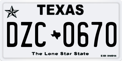 TX license plate DZC0670