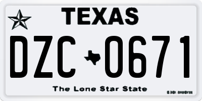 TX license plate DZC0671