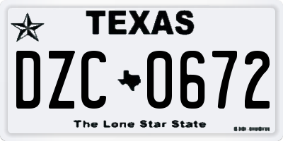 TX license plate DZC0672