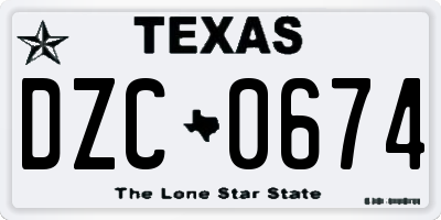 TX license plate DZC0674
