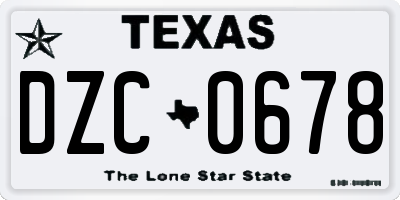TX license plate DZC0678